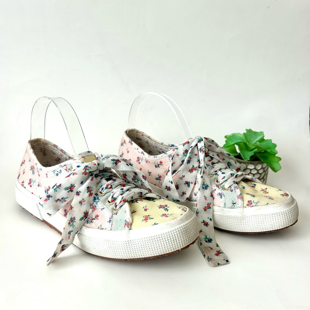 Superga 2750 Flower Sneakers Mixed Pastel Flower Print Canvas Lace-Up Trainer 8 - Picture 4 of 12
